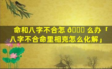 命和八字不合怎 🐟 么办「八字不合命里相克怎么化解」